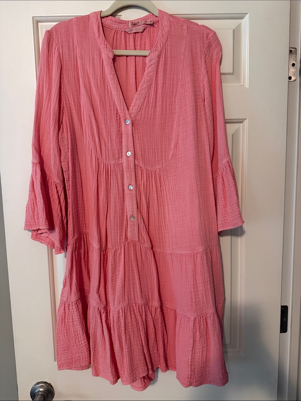 Faherty Dream Cotton Gauze Kasey Dress in a pink coral color